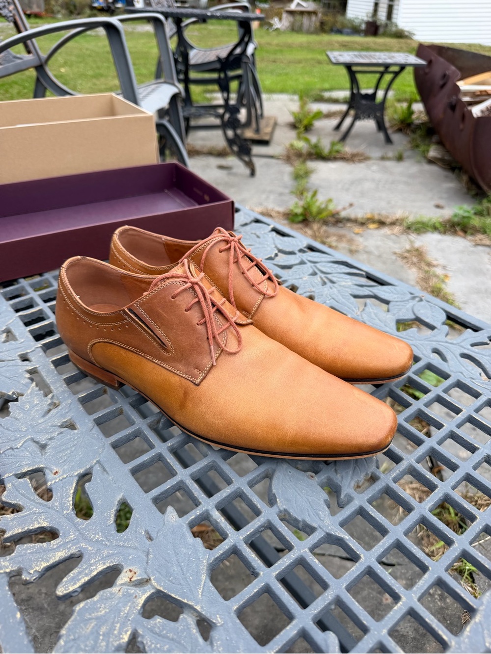 ALDO Men’s Cognac/Tan Leather Derby Dress Shoes